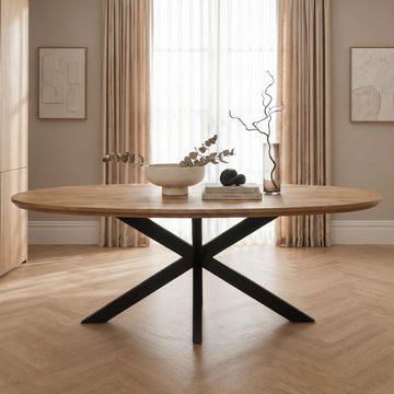 Jesper dining table - 180cm - 6 seater - oval - star base - natural - mango wood