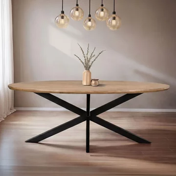 Jesper dining table - 240cm - 8 seater - oval - star base - natural - mango wood