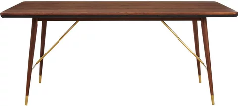 Kenso dining table - 6 seater - 180cm - walnut wood with brass