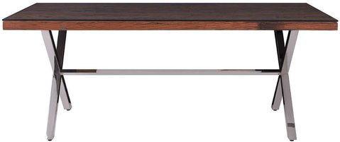 Kerala dining table - 8 seater - 200cm - clear glass with silver cross base