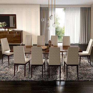 Modern eva extending dining table - 6-10 seater - 180cm-270cm - walnut with gold trim