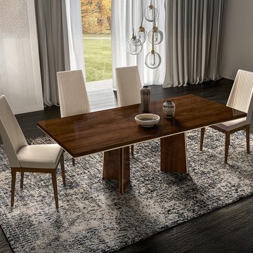 Modern eva extending dining table - 6-10 seater - 180cm-225cm - walnut with gold trim