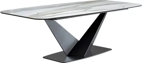Elite italian dining table - ceramic - with v base - bianco antico - variant available