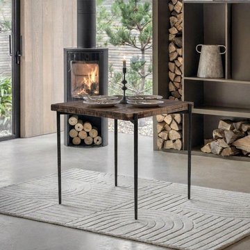 Neil industrial dining table - 80cm - 2 seater - square - brown and black - wood and metal