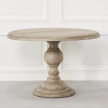 Rustic mango wood pedestal dining table - round - 4 seater - 120cm
