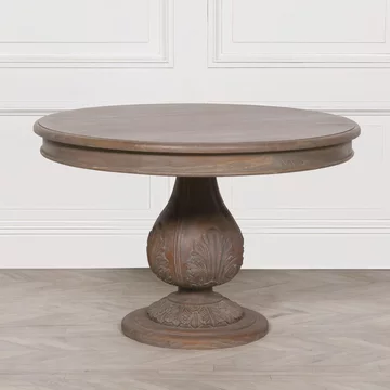 Rustic reclaimed wood pedestal dining table - round - 4 seater - 120cm