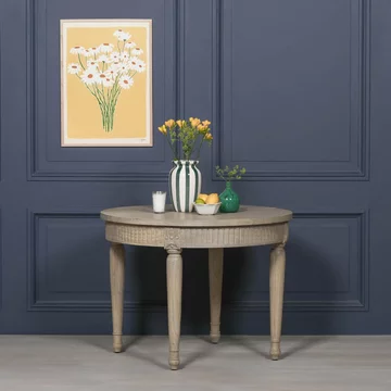 Rustic white cedar extending dining table - round - 4-8 seater - 100cm-199cm