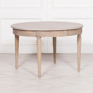 Cedar extending dining table - 4-8 seater - 117cm-206cm - round -rustic white