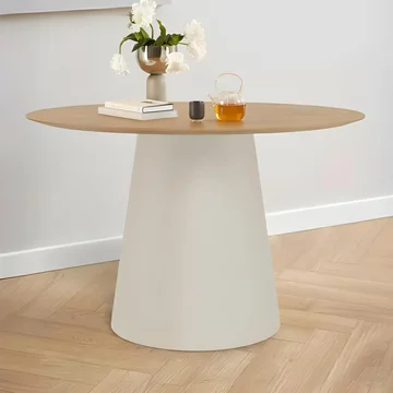 Soli rounddining table - 4 seater - pedestal - 120cm - oak and grey metal