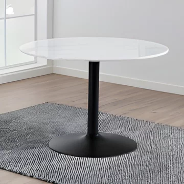 Tarifa round dining table - 4 seater - 110cm - white marble and black