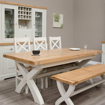 Deluxe painted extending dining table - 8-10 seater - 200cm-280cm - x-leg