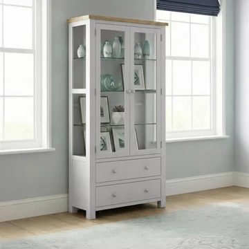 Lundy display cabinet - 2 door - grey painted