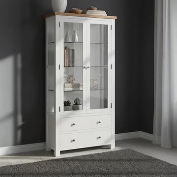 Lundy display cabinet - 2 door - white painted