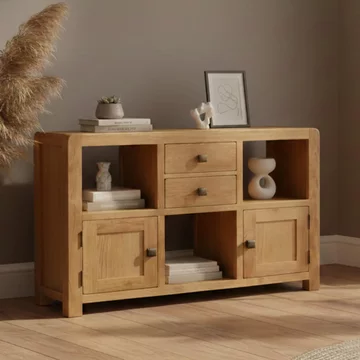 Curve low display cabinet - 2 door - oak