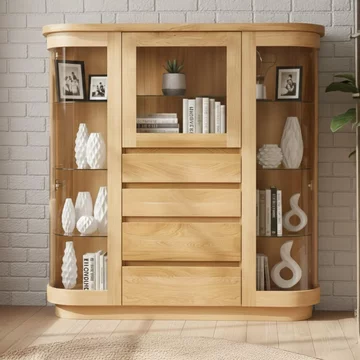 Sorento combi display cabinet - 3 glass door - oak
