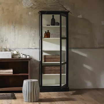 Classic display cabinet - 1 door - black - mango wood