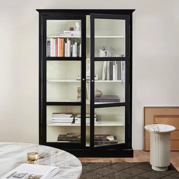 Classic display cabinet - 2 door - black - mango wood