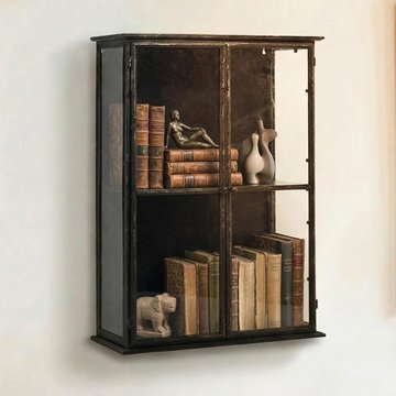 Downtown wall display cabinet - 2 door - glass - black