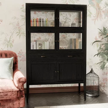 Elmhurst display cabinet - 6 door 2 drawers - black