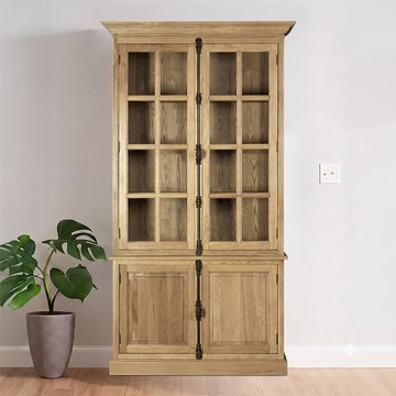 Lyon display cabinet - 2 door - tall - grey washed - oak