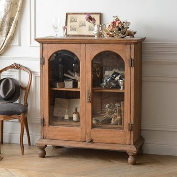 Unique one of a kind - handcrafted display cabinet - arch - 2 door - glass and wood