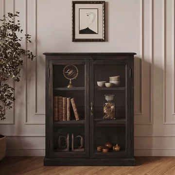 Unique one of a kind - display cabinet - 2 door - black - glass and wood