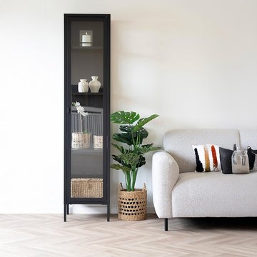 Brisbane display cabinet - 1 door - slim - black metal