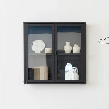 Brisbane display cabinet - 2 door - hanging - black metal