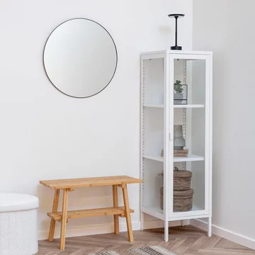 Brisbane display cabinet - 1 door - narrow - white metal