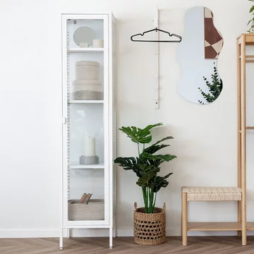 Brisbane display cabinet - 1 door - slim - white metal