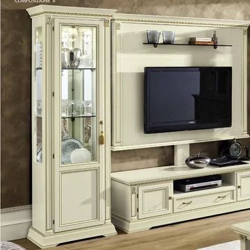 Treviso italian display cabinet - 1 door - lhf - white ash