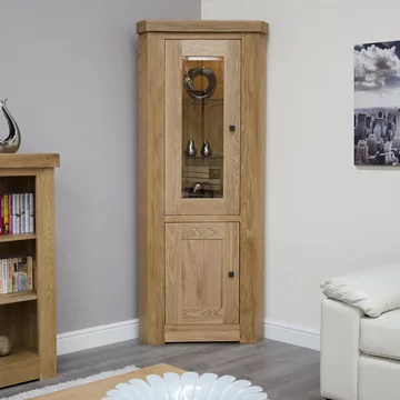 Bordeaux display unit - 2 door - corner - oak