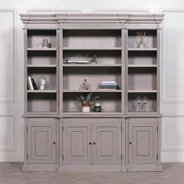 Distressed grey display cabinet - large