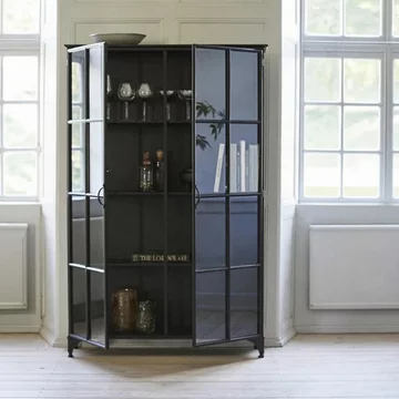 Downtown display cabinet - 2 door - wide - black