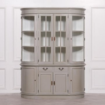 Grey mahogany display cabinet - curved