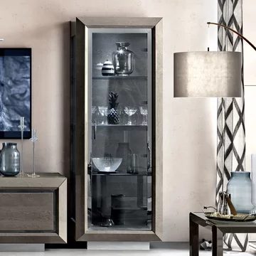 Elite italian vitrine - 1 door - silver birch