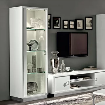Roma italian vitrine - 1 door - glamuor - white