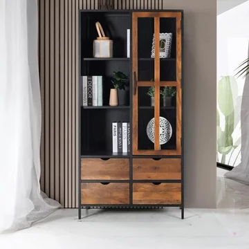 Rieti display cabinet - industrial style - mango wood - 1 door