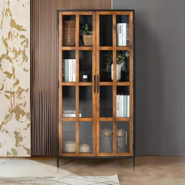 Rieti display cabinet - industrial style - mango wood - 2 door