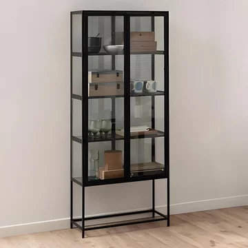 Seaford display cabinet - 2 door - black metal