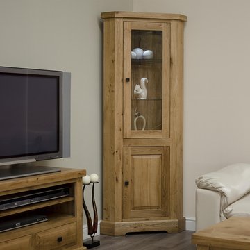 Deluxe corner display unit - 2 door - oak