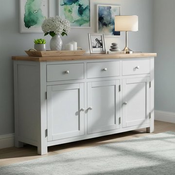 Lundy medium sideboard - 3 door - grey painted