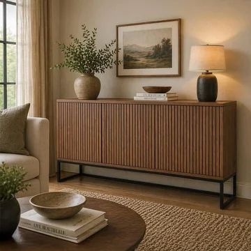 Timo sideboard - 3 door - large - with slatted front - oiled walnut - variation available