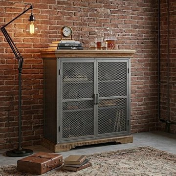Metropolis sideboard - 2 door - small - industrial - solid wood and metal