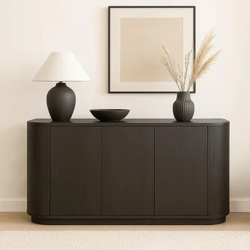 Novero curved sideboard - 3 door - large - espresso oak