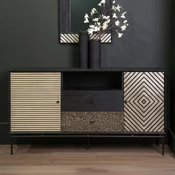 Boho sideboard - 160cm - large - black mango wood