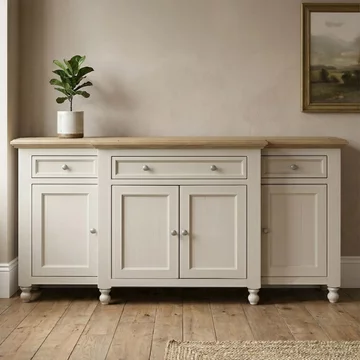 Chateau sideboard - 4 door - large - grey painted - pine