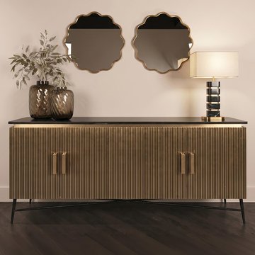 Ironville brass ribbed large 4 door sideboard