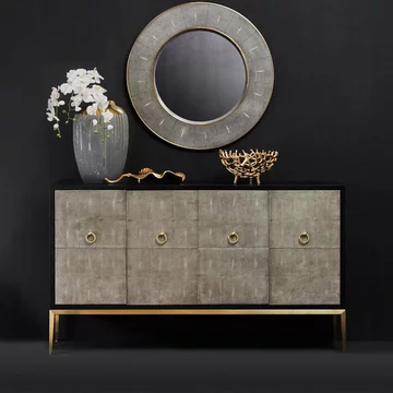 Deruta sideboard - 4 door - medium - grey faux shagreen - 154cm