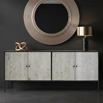Luxor sideboard - 4 door - extra large - black and grey pine wood - 200cm